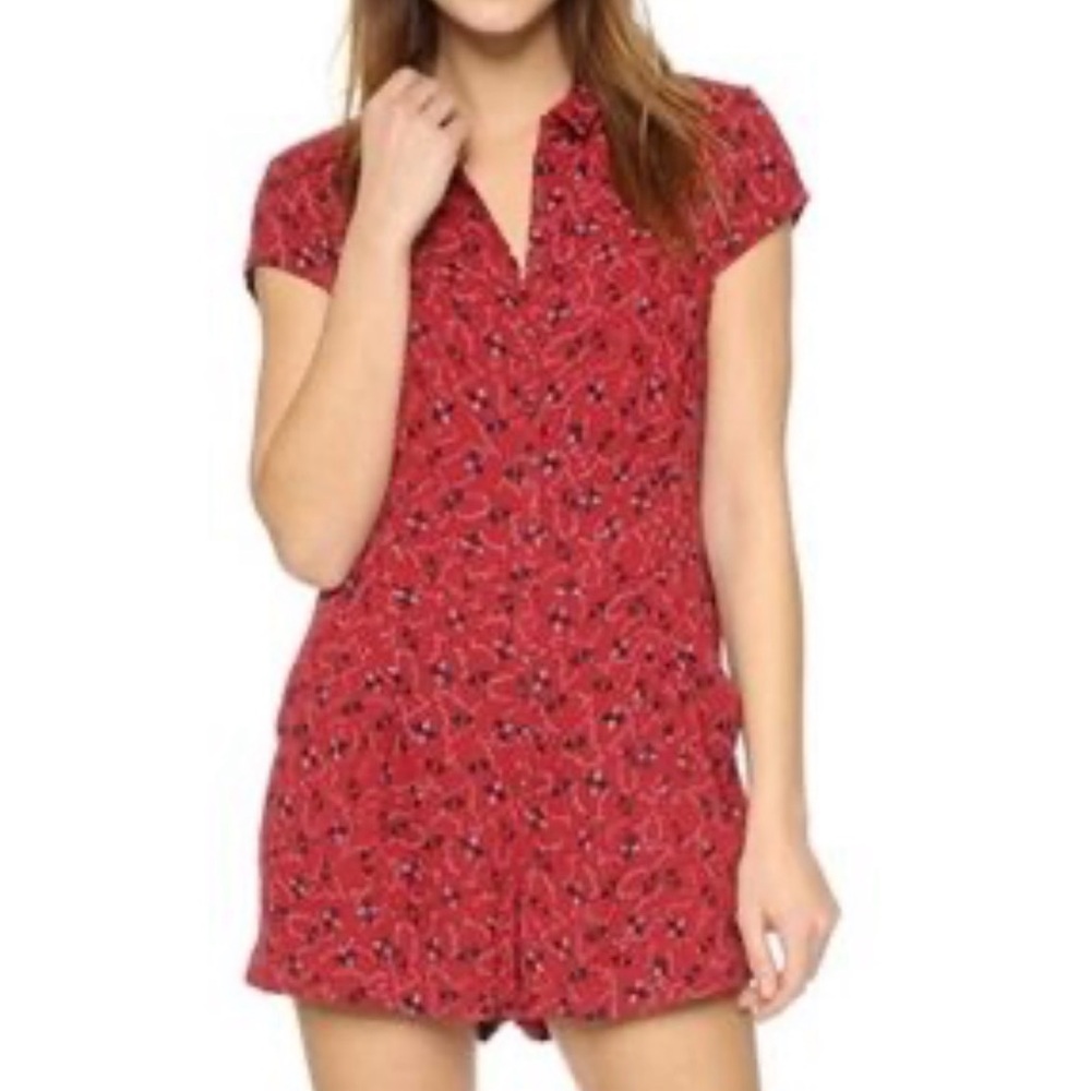 Free People Red Floral Romper‎